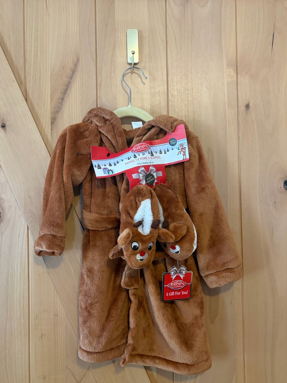 Rudolph the Red-Nosed Reindeer Toddler Christmas Plush Bathrobe Slipper Set 3T